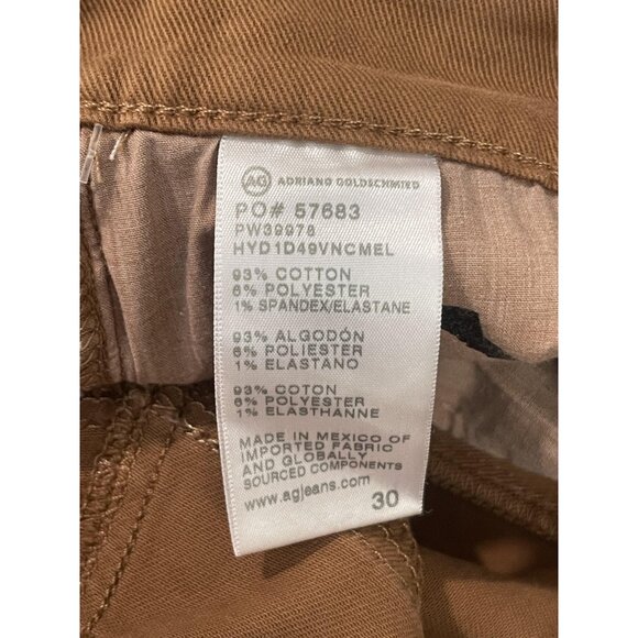 AG Jeans Pants Womens 30 Brown SaigeWide Leg High Rise Raw Hem Twill Casual - Picture 11 of 11